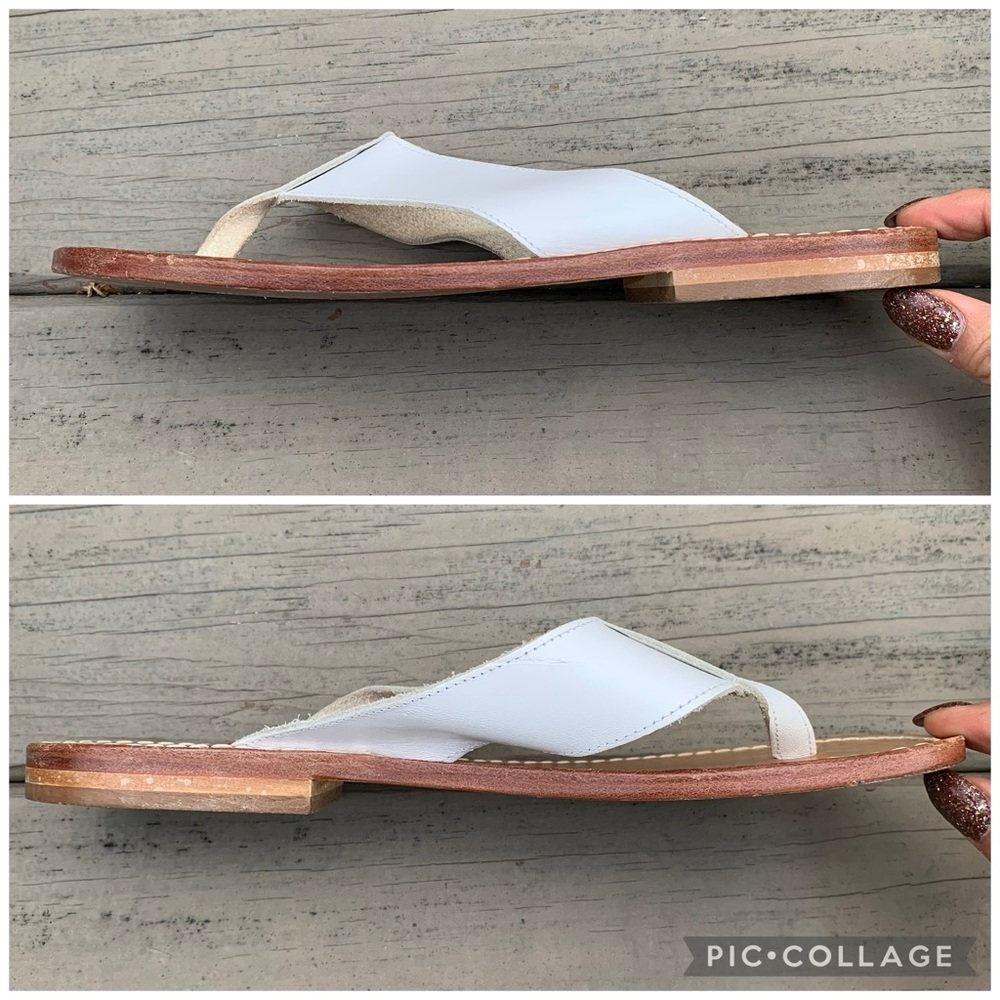 Capri Sandals white leather thong flip flops sandals made in Capri Italy size 9 - Picture 9 of 12